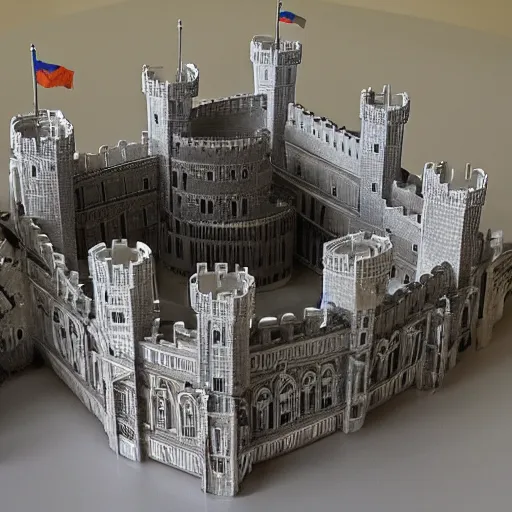 Image similar to a model of windsor castle made of paper clips