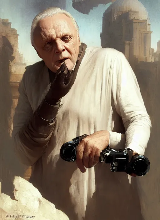 Prompt: Anthony Hopkins as thufir hawat, human computer, VR headset, digital art from artstation by Ruan Jia and Mandy Jurgens and Artgerm and william-adolphe bouguereau