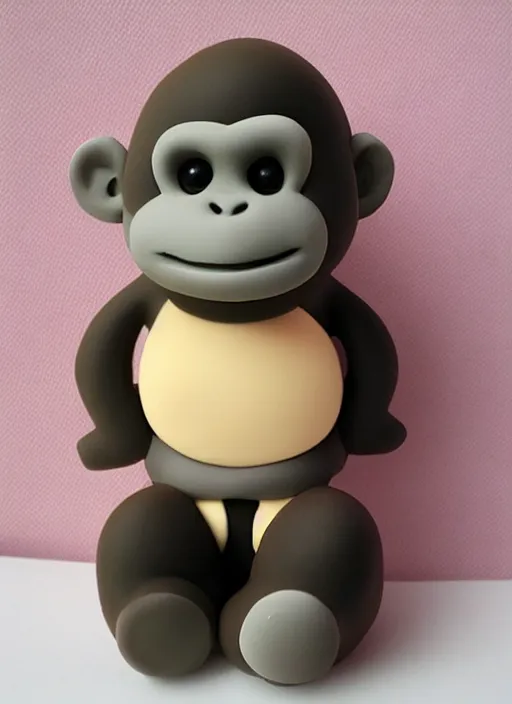 Image similar to monkey cartoon character with tie, 3 d clay figure, kawaii