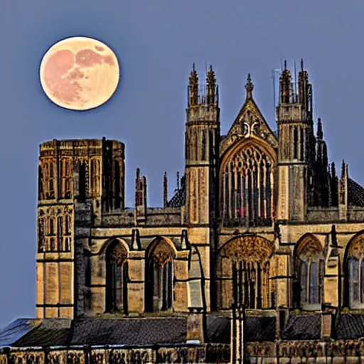 Image similar to moonrise over ely cathedral