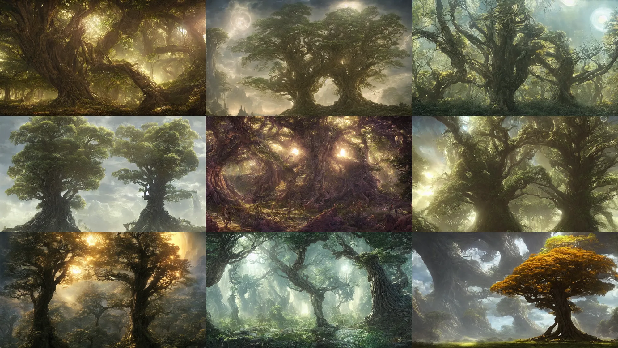 Prompt: tree of life, volymetric light, highly detailed matte painting, noriyoshi ohrai, charlie bowater, mark brooks