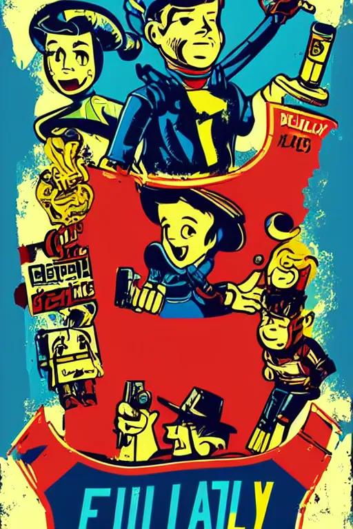 Image similar to fallout 7 6 retro futurist illustration art by butcher billy, sticker, colorful, illustration, highly detailed, simple, smooth and clean vector curves, no jagged lines, vector art, smooth andy warhol style