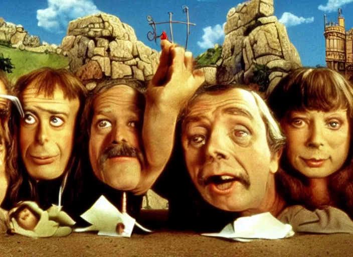 Image similar to ! dream a still image from a monty python animation by terry gilliam, technicolor 4 k