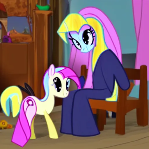 Prompt: bin Ladin watching my little pony