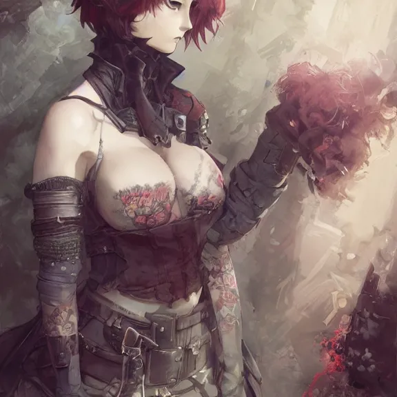 Image similar to christina hendricks!!! goth, tankoban, 4 k, tone mapping, akihiko yoshida, james jean andrei riabovitchev marc simonetti, yoshitaka amano, long hair, curly, h. hydrochaeri