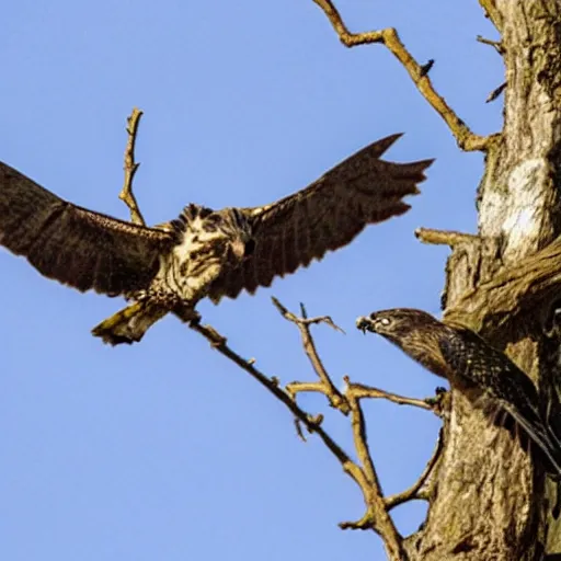 Prompt: hawks converging on lizard evolution