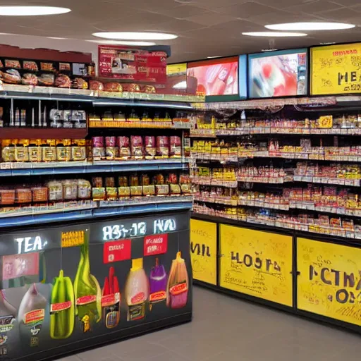 Prompt: augmented reality glowing data visualisation in supermarket, cinematic, kodachrome