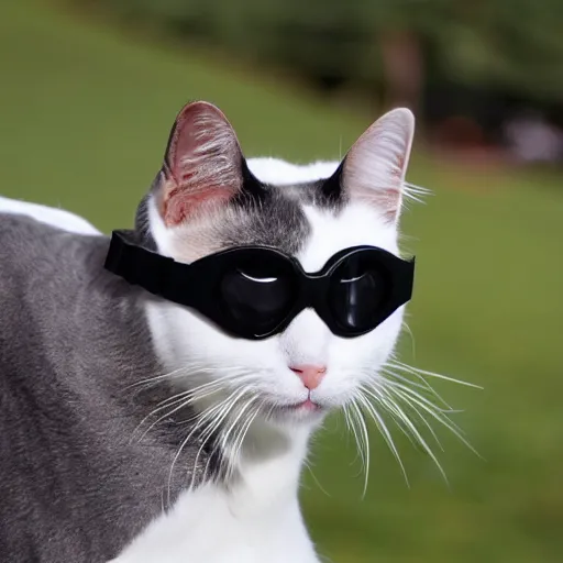 Image similar to stylish white cat wearing black goggles