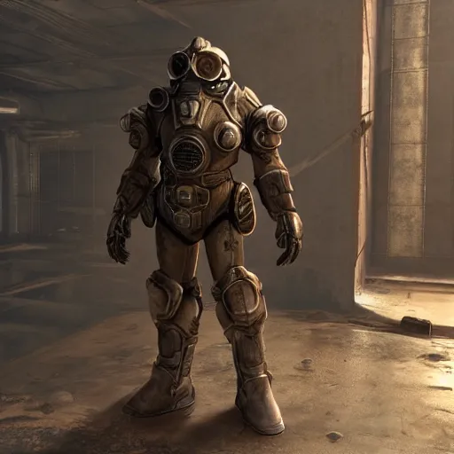 Image similar to fallout concept art armor render ultra unreal engine 5