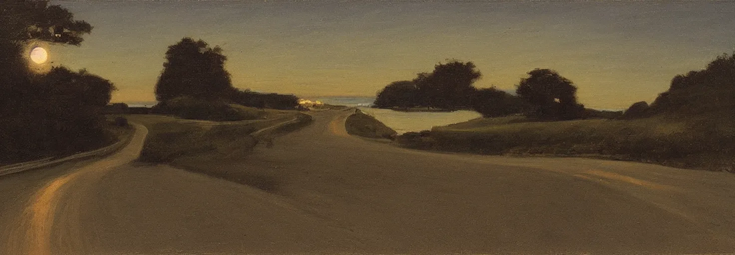 Image similar to the long and winding road by the sea at night by john christopher maxwell pratt,