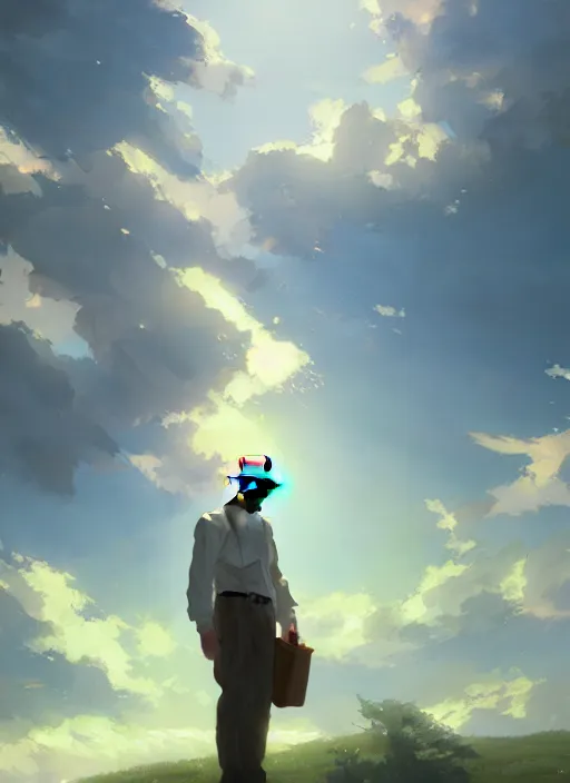 Prompt: walter white entering heaven, soft natural light, intricate, key visual, conceptart, ambient lighting, highly detailed, digital painting, artstation, sharp focus, by makoto shinkai, akihiko yoshida, greg manchess, dreamworks, ghibli, award winning