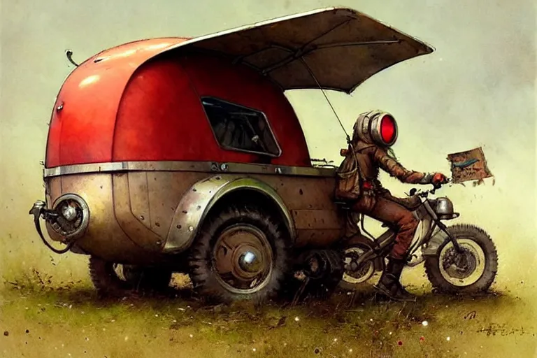 Prompt: adventurer ( ( ( ( ( 1 9 5 0 s retro future robot android mouse wagon rv offroad. muted colors. ) ) ) ) ) by jean baptiste monge!!!!!!!!!!!!!!!!!!!!!!!!! chrome red