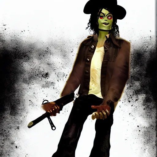 Prompt: michael jackson as hunter from left 4 dead, pehr horberg style