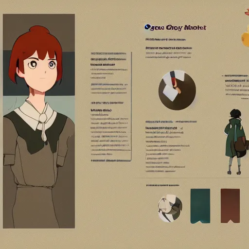 Prompt: character sheet for a ginger mage woman, atey ghailan, goro fujita, studio ghibli, rim light, sharp lighting, clear focus, very coherent,