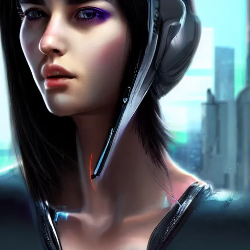 Prompt: cyberpunk girl close up portrait