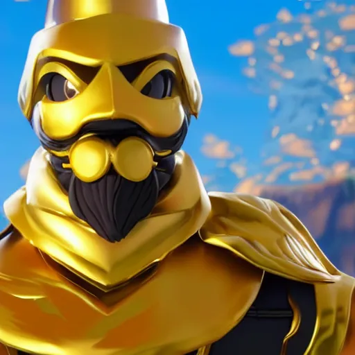 Prompt: Midas from fortnite sitting
