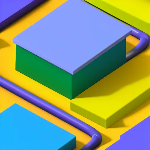 Prompt: isometric 3 d render of a computer, light blue, purple, light green, light yellow gradient, glow