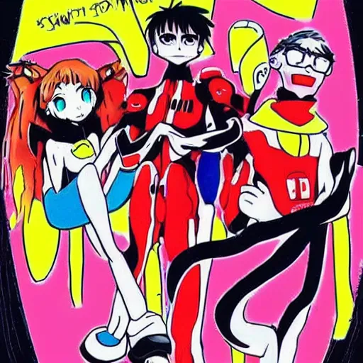 Image similar to Neon Genesis Evangelion in the style of dr.seuss