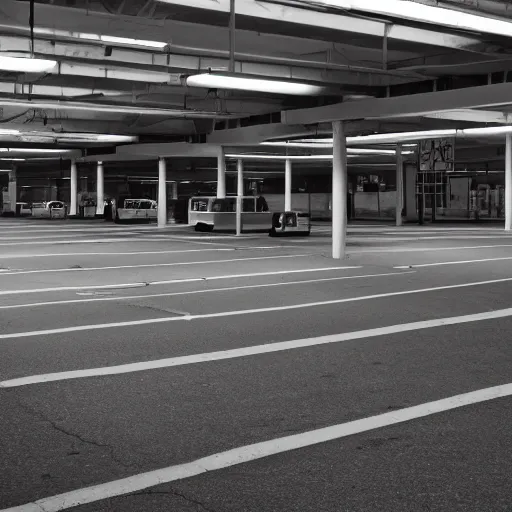 Prompt: nostalgic lonely underground IKEA parkinglot