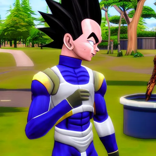 Prompt: vegeta in sims 4