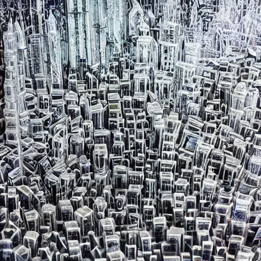 Image similar to A fantastical cityscape made entirely of crystal