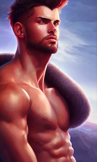 Prompt: epic composition, male, detailed background, portrait, artgerm, artstation, by artists kyle herring, krzysztof porchowski jr, irina nordsol kuzmina