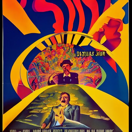 Image similar to vintage psychedelic movie poster, surreal, dreamlike,