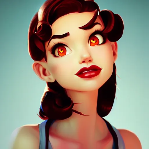 Prompt: portrait of a pinup girl, mattepainting concept blizzard pixar maya engine on stylized background splash comics global illumination lighting artstation lois van baarle, ilya kuvshinov, rossdraws