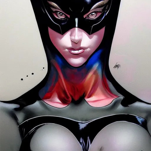 Prompt: prompt : portrait of cat women from batman soft light painted by james jean and katsuhiro otomo and erik jones, inspired by akira anime, smooth face feature, intricate oil painting, high detail illustration, sharp high detail, manga and anime 1 9 9 9