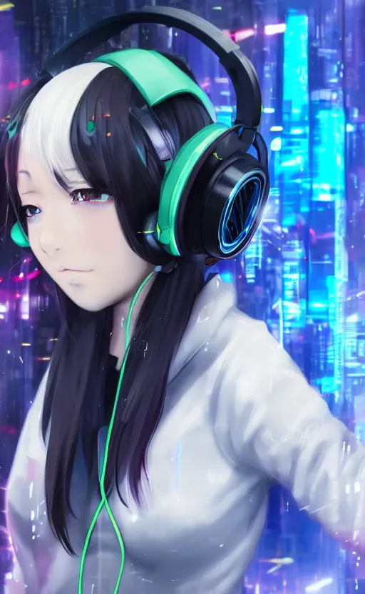 Girl Wearing Headphones Cyberpunk Wallpapers - Girl Wallpapers