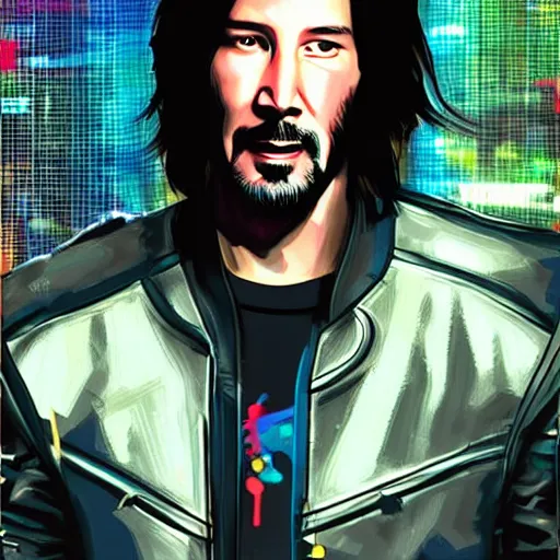 Prompt: Keanu reeves in The future cyberpunk art style