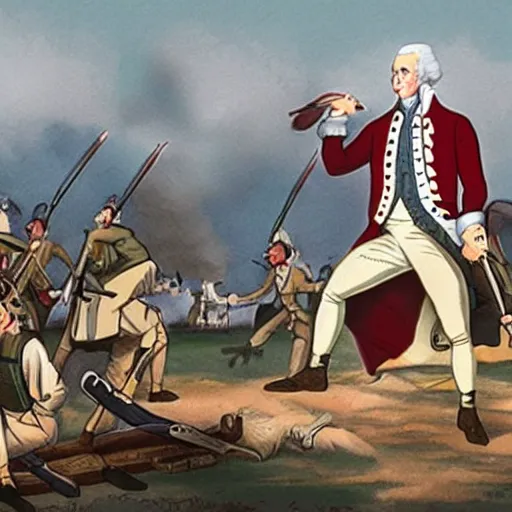 Image similar to george washington revolutionary war still reimagined like spirited away