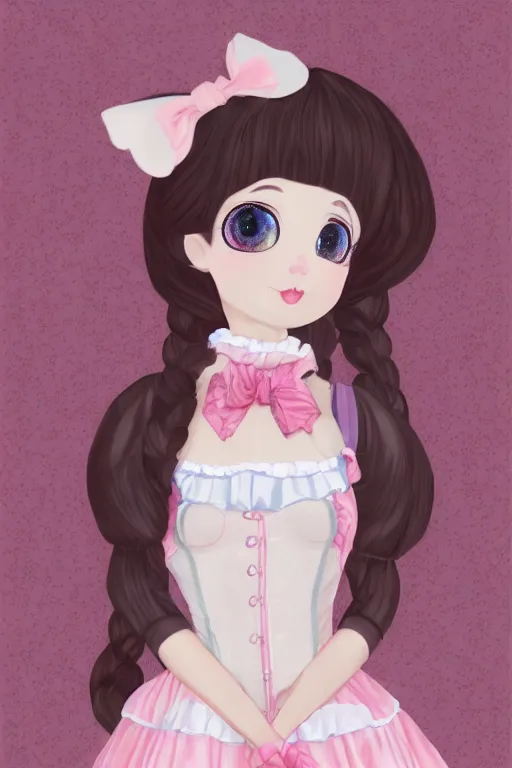 Prompt: portrait of an anthropomorphic calico cat girl wearing sweet Lolita fashion, delicate, elegant, digital art, 4K,