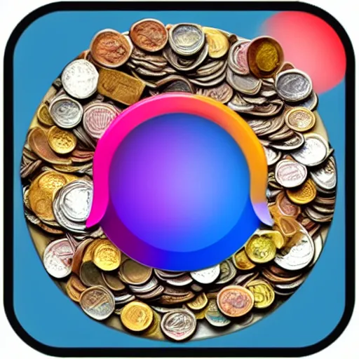 Prompt: instagram icon made of coins