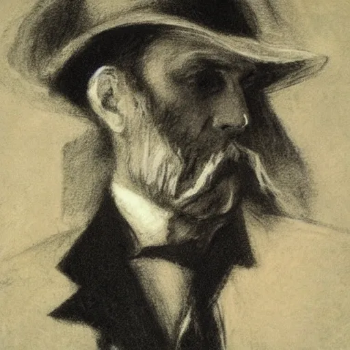 Image similar to occult detective by alfred stevens in charcoal