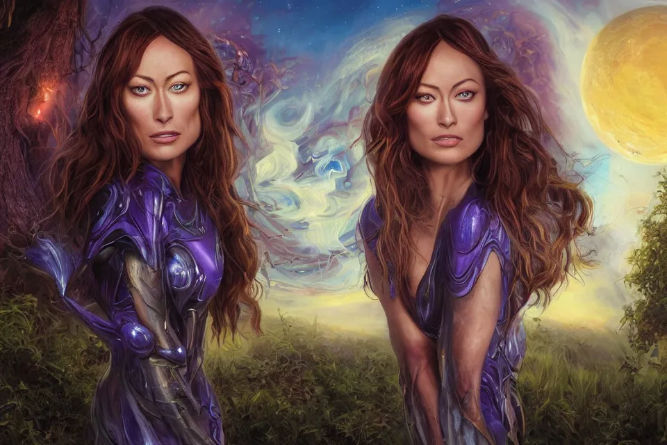 Prompt: big-eyed surprised Quorra, played by Olivia Wilde staring intensely into the camera, sundown golden hour firefly wisps, Lilia Alvarado, Sophie Anderson, Mark Arian, Bob Byerley, Charlie Bowater, Mark Brooks, Steve Henderson, Justin Gerard, Arthur Hughes, Edward Robert Hughes, Mark Keathley, Victor Nizovtsev, Carlos Shwabe, Ross Tran, WLOP