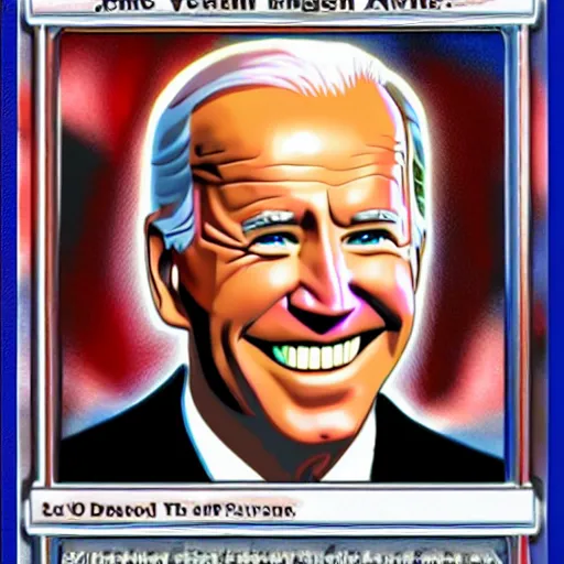 Prompt: joe biden as a yugioh card, award winning professional digital art