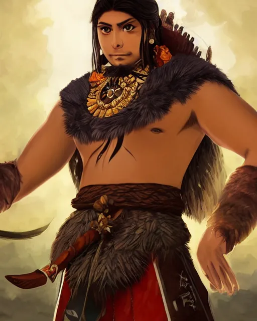 Image similar to an anime portrait of lapu - lapu as a beautiful man wearing filipino traditional clothing from skyrim, by stanley artgerm lau, wlop, rossdraws, james jean, andrei riabovitchev, marc simonetti, and sakimichan, trending on artstation