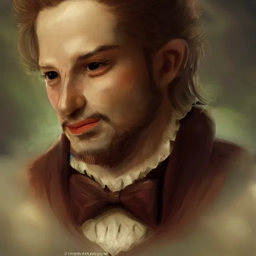 Prompt: french bard fantasy portrait, trending on artstation