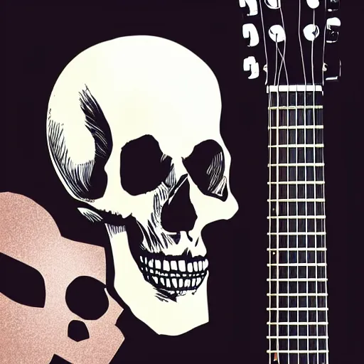 Image similar to skull and rose and guitar,