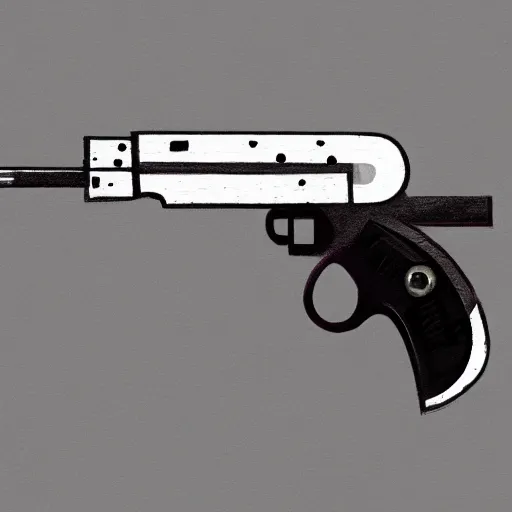 Image similar to hand paint gun, white background, artstation