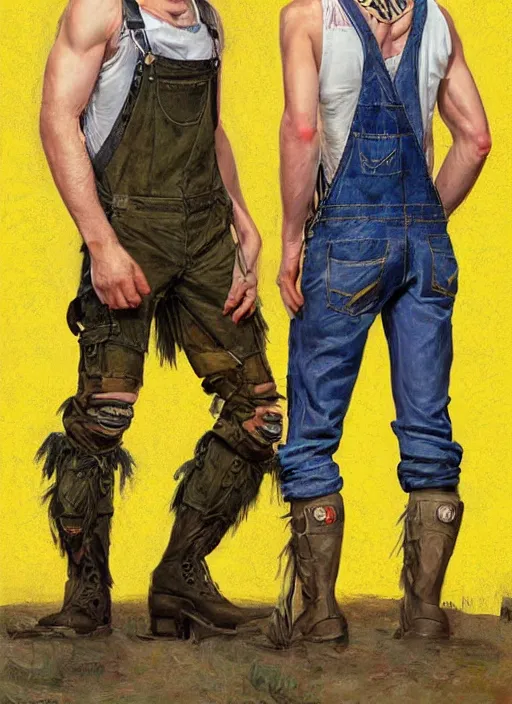 Prompt: digital _ painting _ of _ painted tank top, overalls and combat boots _ by _ filipe _ pagliuso _ and _ justin _ gerard _ symmetric _ fantasy _ highly _ detailed _ realistic _ intricate _ port