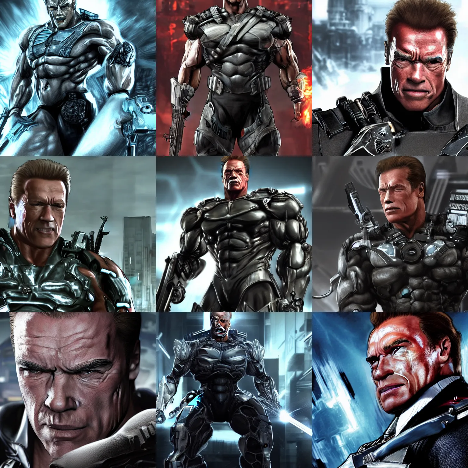 Prompt: Arnold Schwarzenegger as senator armstrong in metal gear rising revengeance