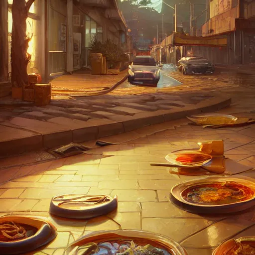 Image similar to highly detailed 🍜, in gta v, stephen bliss, unreal engine, fantasy art by greg rutkowski, loish, rhads, ferdinand knab, makoto shinkai and lois van baarle, ilya kuvshinov, rossdraws, tom bagshaw, global illumination, radiant light, detailed and intricate environment