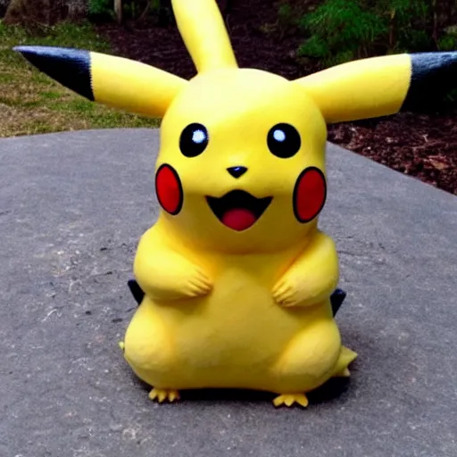 Prompt: Pikachu Sculpture made out of planks