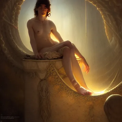 Image similar to the transcendent beings embodying fundamental fear, studio light, photoreal, by jaime jones, tom bagshaw, lawrence alma - tadema, greg rutkowski, deviantart contest winner, fantasy art, daz 3 d, intricate, elegant, highly detailed, 8 k, digital painting, concept art, sharp focus, illustration, golden ratio, cosmic horror