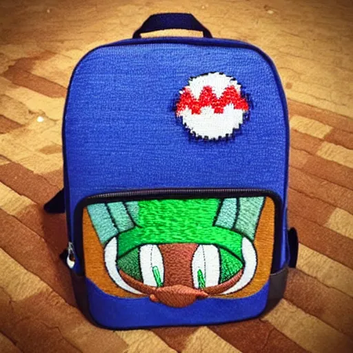 Image similar to a backpack embroidery obama sonic the hedgehog super Mario