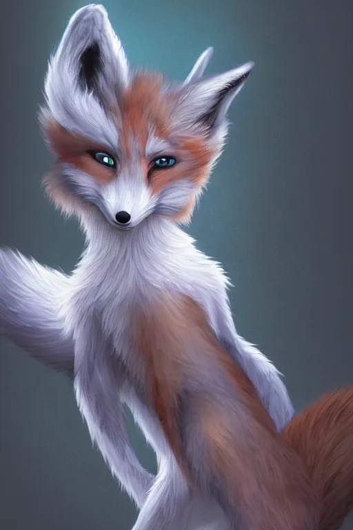 Image similar to an anthropomorphic fox fursona with a fluffy tail, backlighting, digital art, furry art, trending on furaffinity, fantasy art, by kawacy