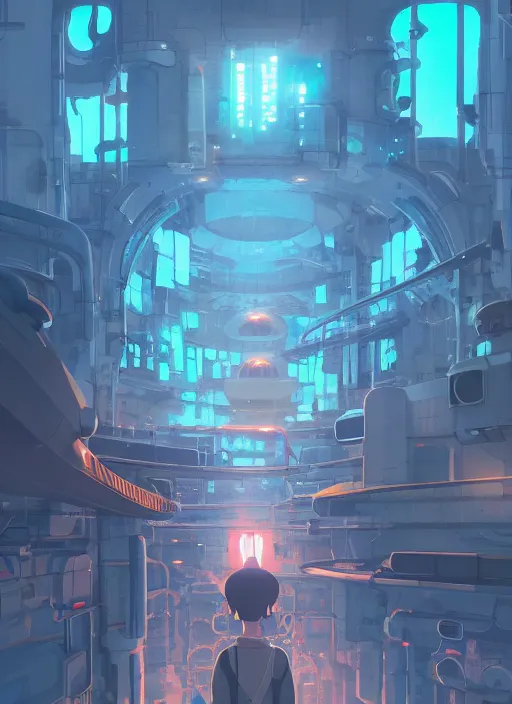 Image similar to underground futuristic tunnel, nuclear powered, detailed, futuristic, cory loftis, james gilleard, atey ghailan, makoto shinkai, goro fujita, studio ghibli, rim light, exquisite lighting, clear focus, very coherent, plain background