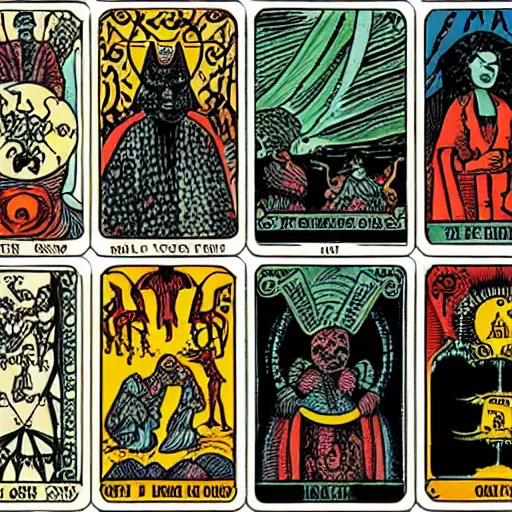 Prompt: hell tarot cards